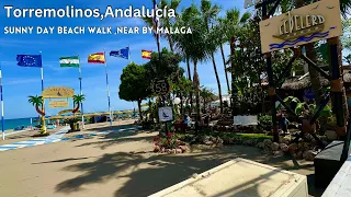 Tour of TORREMOLINOS near Malaga on Costa Del Sol, Spain - A walk to Torremolinos beach [4k]60fps