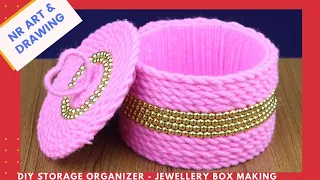 DIY WOOLEN STORAGE ORGANIZER - UNIQUE DESIGN JEWELLERY BOX MAKING - WASTE PLASTIC BOTTLE CRAFT IDEAS