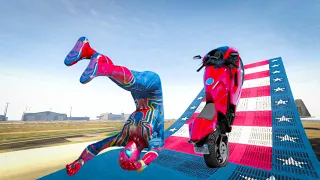 GTAV Spiderman Speed Jump Super Bike Funny and Cool Moment Ep19 #gta5 #spiderman