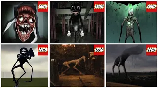 Lego Cartoon Cats, Bridge Worm, Day 17, Chimney Head, Street Horse, Dark Siren Head