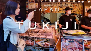 Tsukiji 4K Walking Tour (Tokyo Japan) - Tour with Captions & Immersive Sound .築地市場、