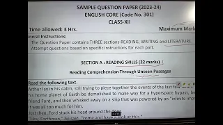 Class 12 English Sample Paper Solution | Board Exam 2024