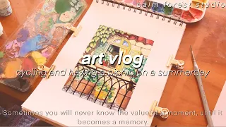 art vlog 🌷| cycling and having a picnic on a summer day.