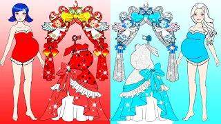 Vestir Muñecas De Papel | Pregnant Ladybug Vs Elsa Wedding Dress Up | Woa Doll En Spanish