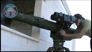 Syrian T-72 shot and ammo racked by BGM-71 TOW. (AMMO EXPLOSION)