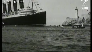 CUBA: SS Mauretania arriving at Havana harbour (1930)