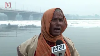 Frothy Pollution-Icebergs Seen Floating Down River in India