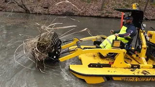 Removing grass and cattails