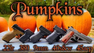 Pistols VS Pumpkins .22LR .380 9mm .40S&W .45ACP