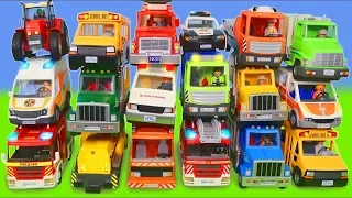 Excavator, Fire Truck, Garbage Trucks, Tractor & Police Cars Toy Vehicles for Kids