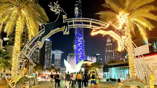 DUBAI Beautiful in Christmas |4K| Downtown Dubai Night Walk 🇦🇪 2022