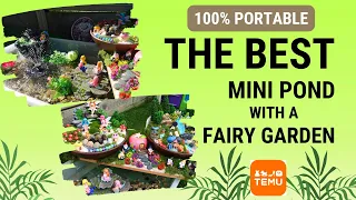 Portable DYI mini pond with a fairy garden on a budget | water feature | Temu fairy garden decor