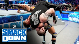 The explosive action of SmackDown’s Six-Man Tag Team main event spreads outside the ring