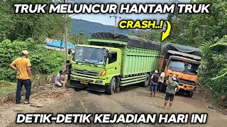 Due to Brake Failure!!! SECONDS of a rolling truck hitting a truck on Batu Jomba