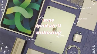 unboxing ipad air 4 (green) 2020 🐳+ apple pencil gen 2🦋 aesthetic lofi edits