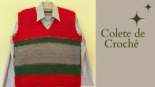 COLETE DE CROCHÊ MASCULINO por @CrisTelesCroche