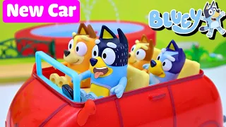 Bluey and Family's Car Ride with Surprises - Pretend Play with Bluey Toys