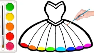 dress drawing on a girl _ dress drawing and coloring for kids and toddlers