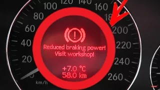 Error Reduced braking power! Start engine! / Mercedes W211, W219 Service brake visit workshop