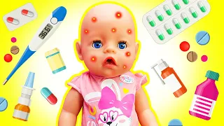 Baby born doll goes to the hospital! Pretend to play with baby dolls. Nursery center & toys.