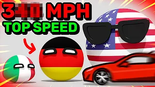 COUNTRIES SCALED BY FASTEST CAR | Countryballs Animation