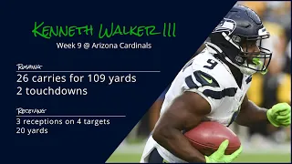 Kenneth Walker III RB Seattle Seahawks | Every play | 2022 | Week 9 @ Arizona Cardinals