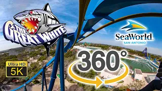 2020 VR 360 5K POV The Great White Roller Coaster On Ride Front and Back Row SeaWorld San Antonio