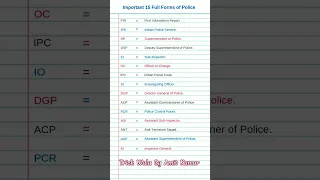 Important 15 Full form of Police Important full form