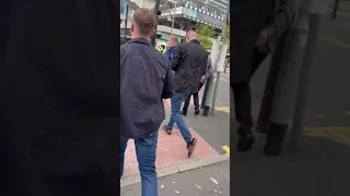 leeds fans in manchester city centre at man utd away