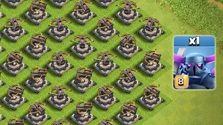 Pekka Max level Vs 100 X-Bows Base - Pekka Attacks