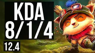 TEEMO vs NASUS (TOP) | Rank 6 Teemo, 8/1/4, 6 solo kills, Dominating | BR Master | 12.4