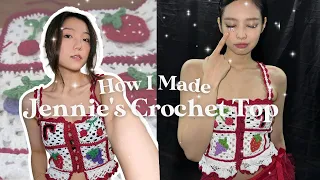 recreating blackpink jennie's granny square crochet top | spring/ summer crochet top tutorial