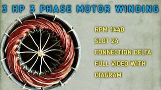 3 hp 3 phase motor winding|24 slot 3 phase motor winding|4 pole 3 phase motor winding|Motor winding