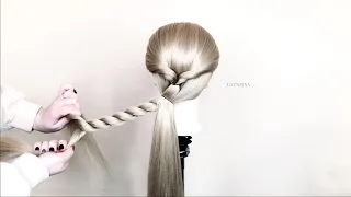 Простая Прическа из жгутов на Длинные волосы.Прически 2021 New bun hairstyle for wedding and party