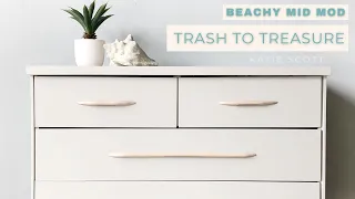 Beachy Trash to Treasure | Mid-Mod Furniture Flip