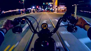𝙉𝙞𝙜𝙝𝙩 𝙍𝙞𝙙𝙚 | Harley Davidson Sportster Iron 1200 (RAW engine sound) ASMR GoPro 4K POV
