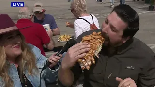 KSAT's Tiffany Huertas, David Elder try food at the San Antonio Stock Show & Rodeo