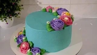 Кремовый торт с цветами  ПРОСТЫЕ ИДЕИ УКРАШЕНИЯ ТОРТОВ Cream cake with flowers