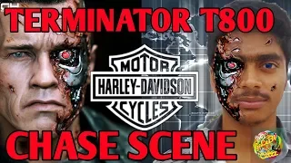 Terminator 2- Arnold in 'Harley Davidson fat boy' chase scene -1080P HD