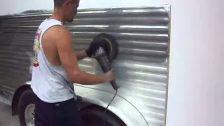 Polishing a Excell Horse Trailer