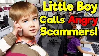 Little Boy Calls Angry Scammers! - (Microsoft Tech Support and IRS)