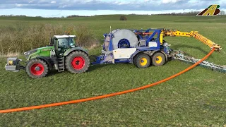 Gülle fahren Verschlauchung Traktor Fendt 1050 & Agrometer SR 1500 Hohen Luckow Landwirtschaft Kühe