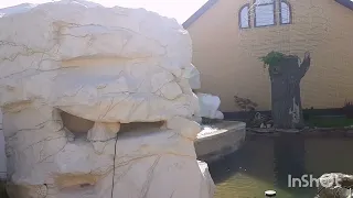 Водопад из арт-бетона , пробный запуск водопада.