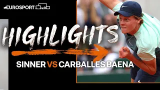 Jnnick Sinner battles back to beat Carballes Baena in four sets | 2022 Roland Garros | Eurosport