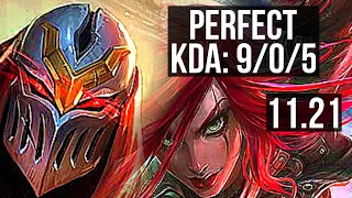 ZED vs KATA (MID) | 9/0/5, 1.8M mastery, Legendary, 300+ games | KR Diamond | 11.21