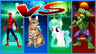 Spider Man VS Cat VS Princess Celestia VS Hulk Tiles Hop Game