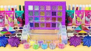 Mistura de glitter de lodo Asmr.✨💦💤 Maquiagem, sombra, glitter em slime. Vídeo de slime satisfatório