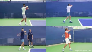 Djokovic, Federer, Dimitrov and Zverev forehand comparison in slow motion