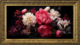 Framed tv art flower bouquet with 2 hours of light jazz music