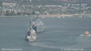 Warship Chicken in San Diego Bay USS Momsen (DDG-92) & USS Harpers Ferry (LSD-49)